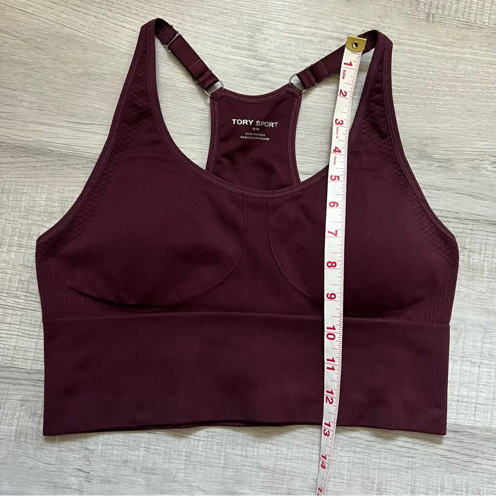 TORY BURCH Seamless Adjustable Long Bra - Winetasting Burgundy Medium